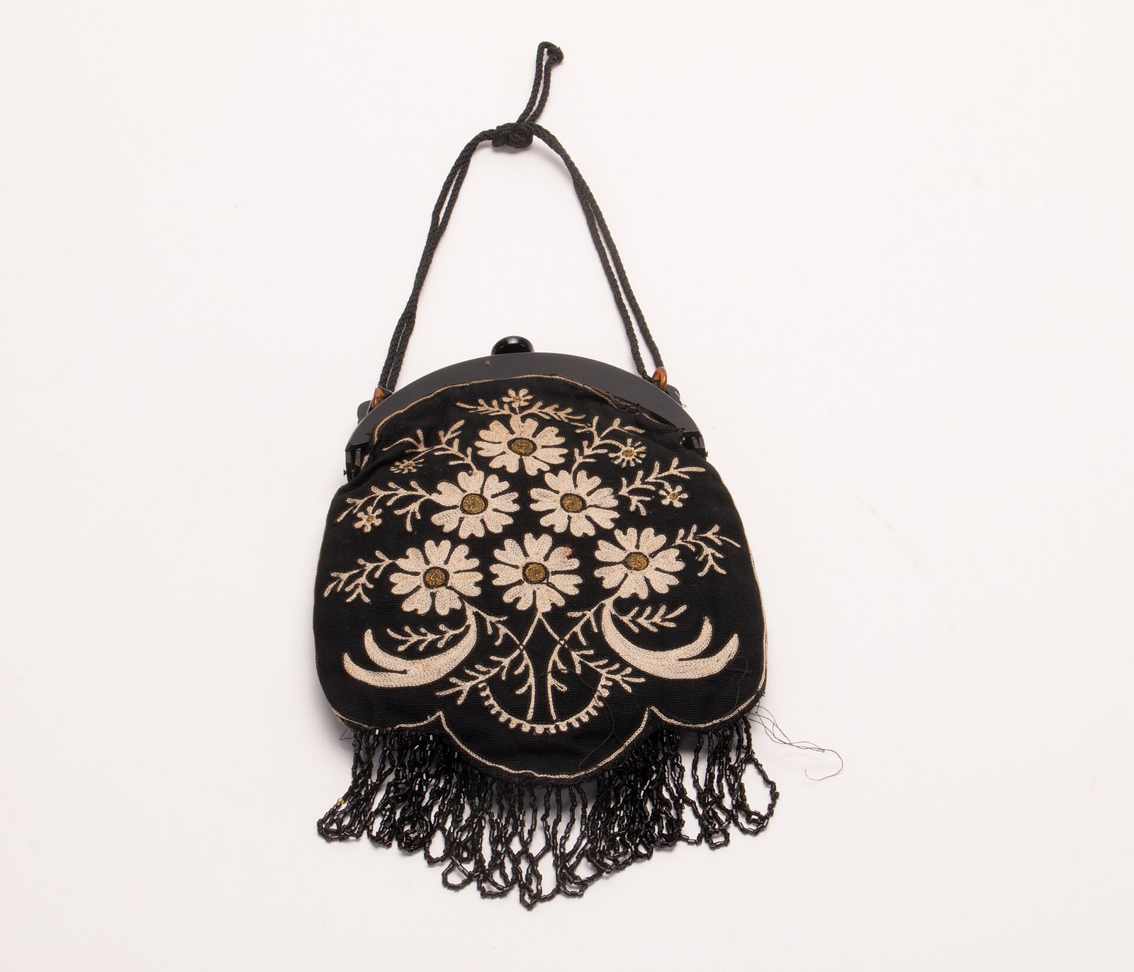 A beaded fringed handbag from a museum collection