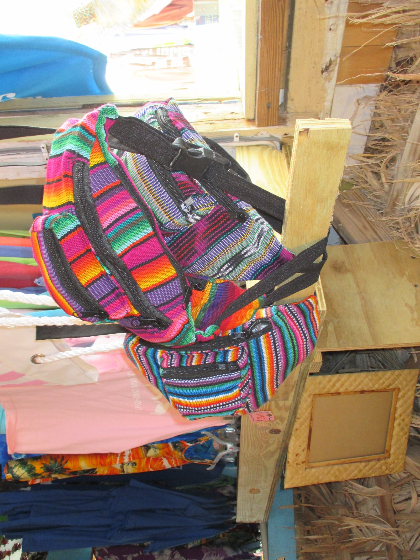 Colorful real bags displayed together