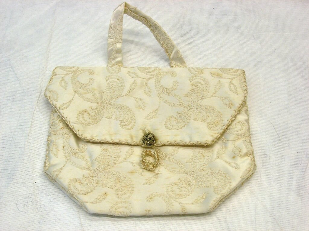Ivory Satin Floral Bag