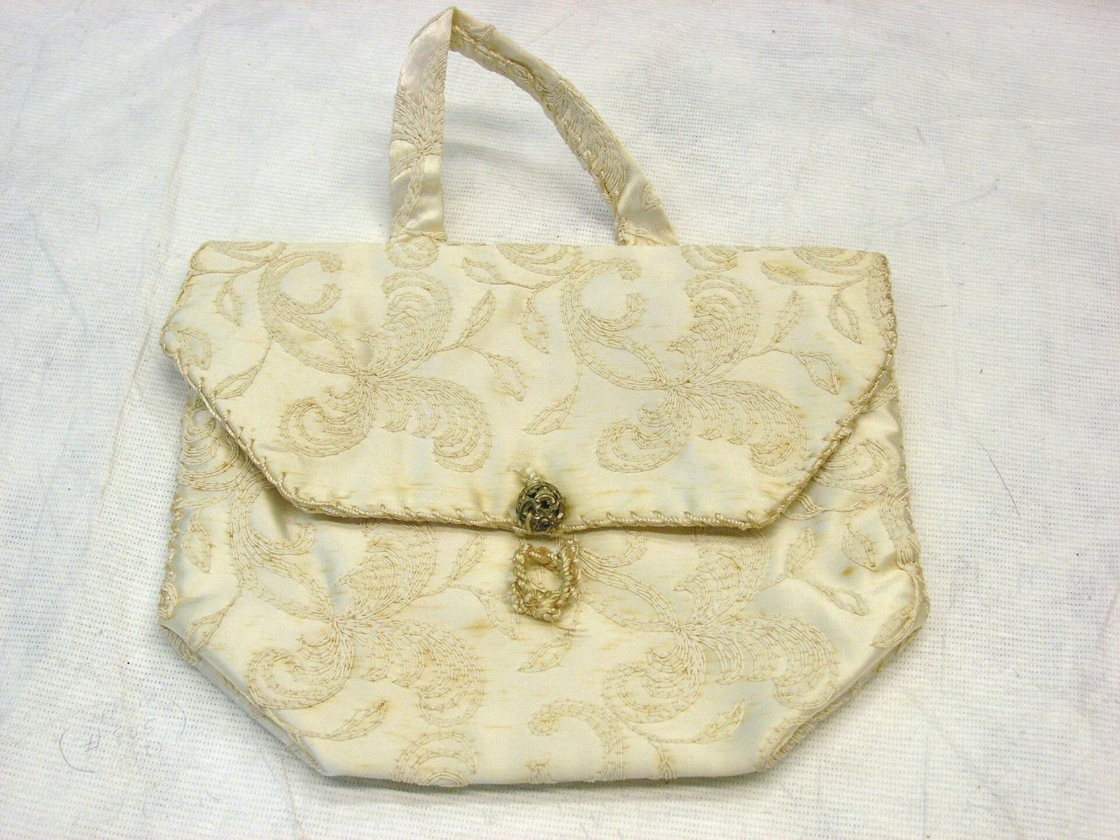 Ivory Satin Floral Bag